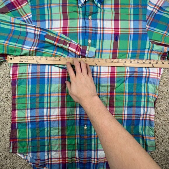 Ralph Lauren Button Up Shirt Cotton Size Large Classic Fit Multi Colorful Plaid - Picture 4 of 8